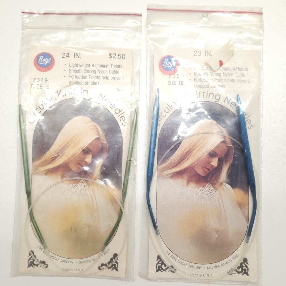 Vtg‎ Boye Aluminum Circular Knitting Needles Size 6/10 Lot of 2 USA NOS